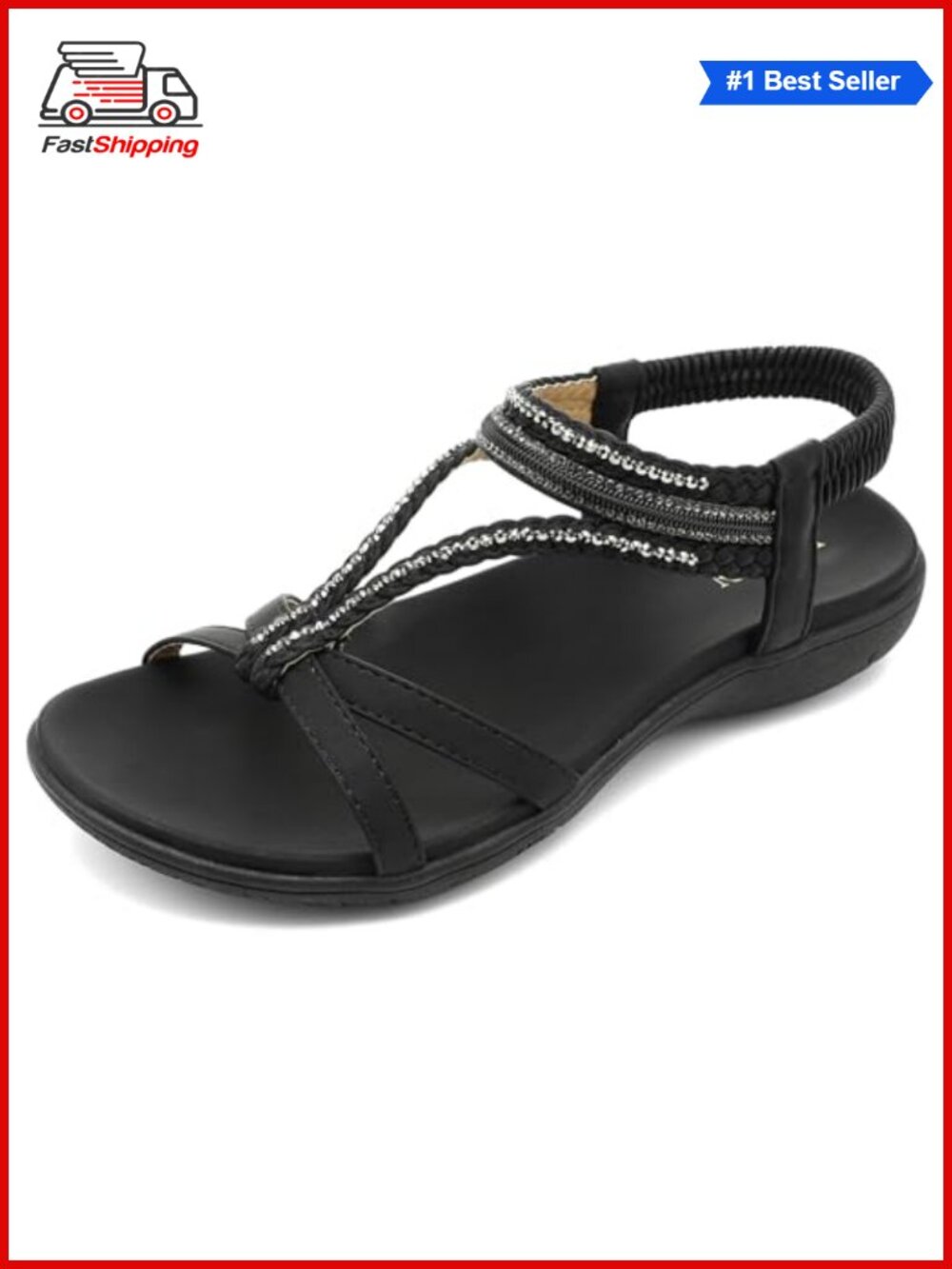Orthopedic Flat Sandals Bohemian Gladiator Rhinestone Ankle Strap